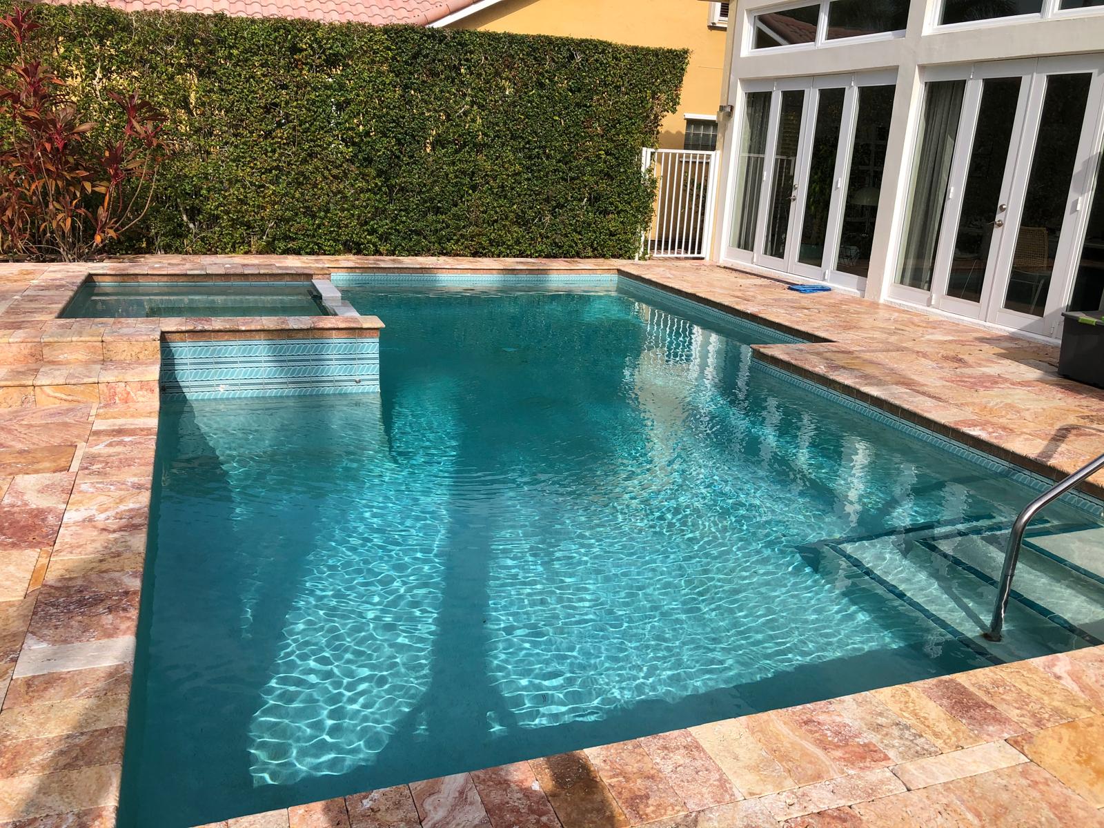 Finished residential pool with clear water
